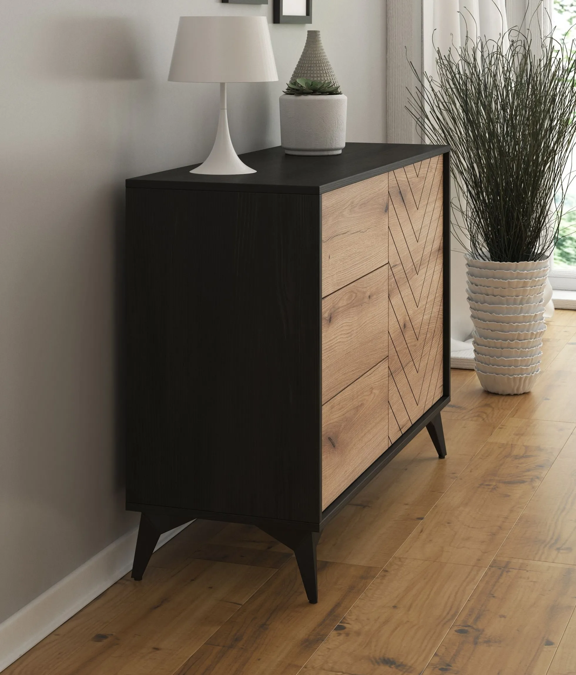 Dolores 3 - Dressoir - Eiken/zwart - 104x39x77 cm