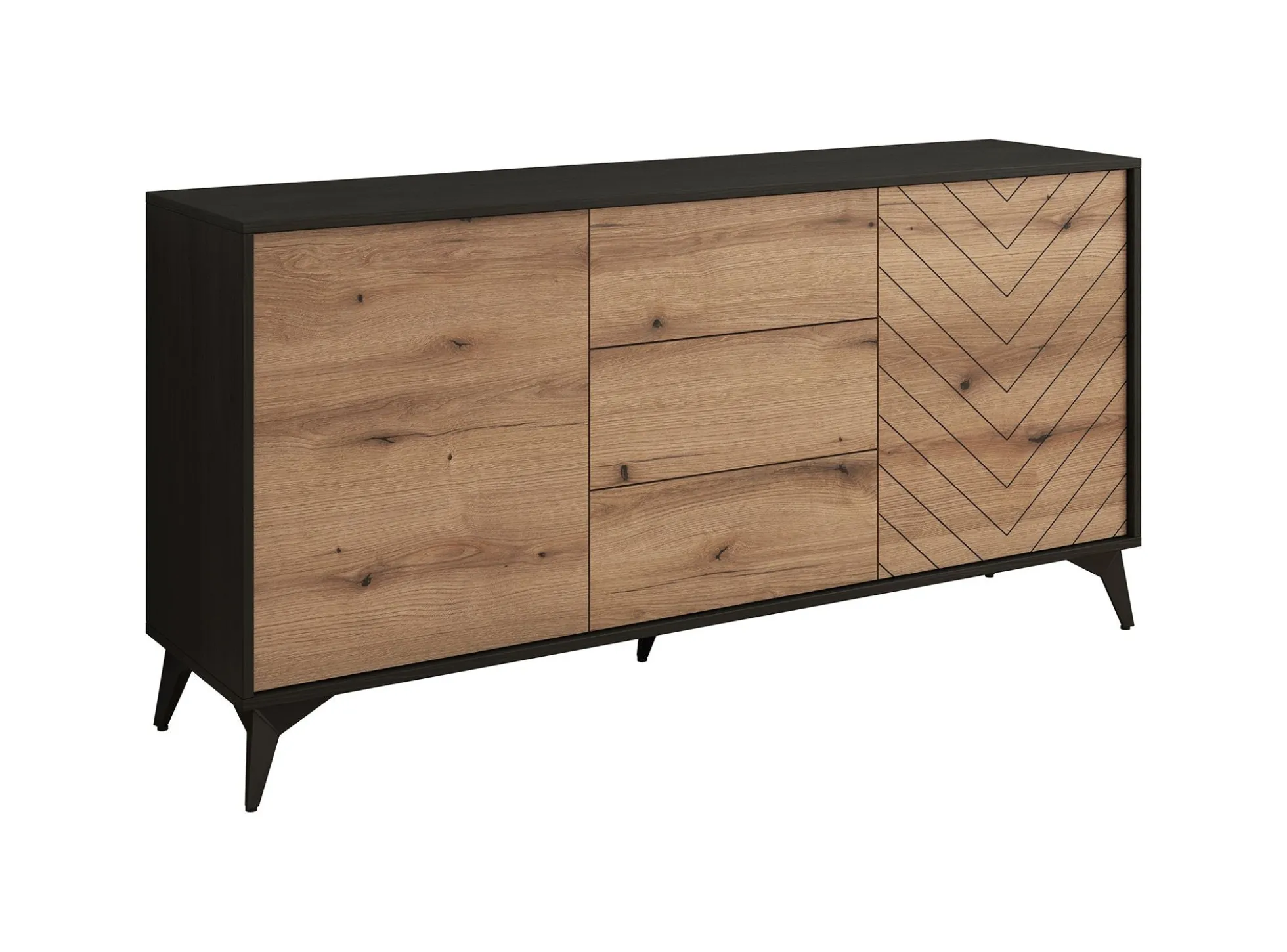 Dolores 4 - Dressoir - Eiken/zwart - 154x39x77 cm