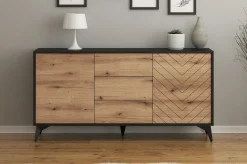 Dolores 4 - Dressoir - Eiken/zwart - 154x39x77 cm