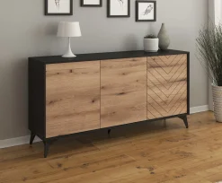 Dolores - Dressoir - Eiken/zwart - 154x39x77 cm