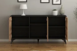 Dolores - Dressoir - Eiken/zwart - 154x39x77 cm