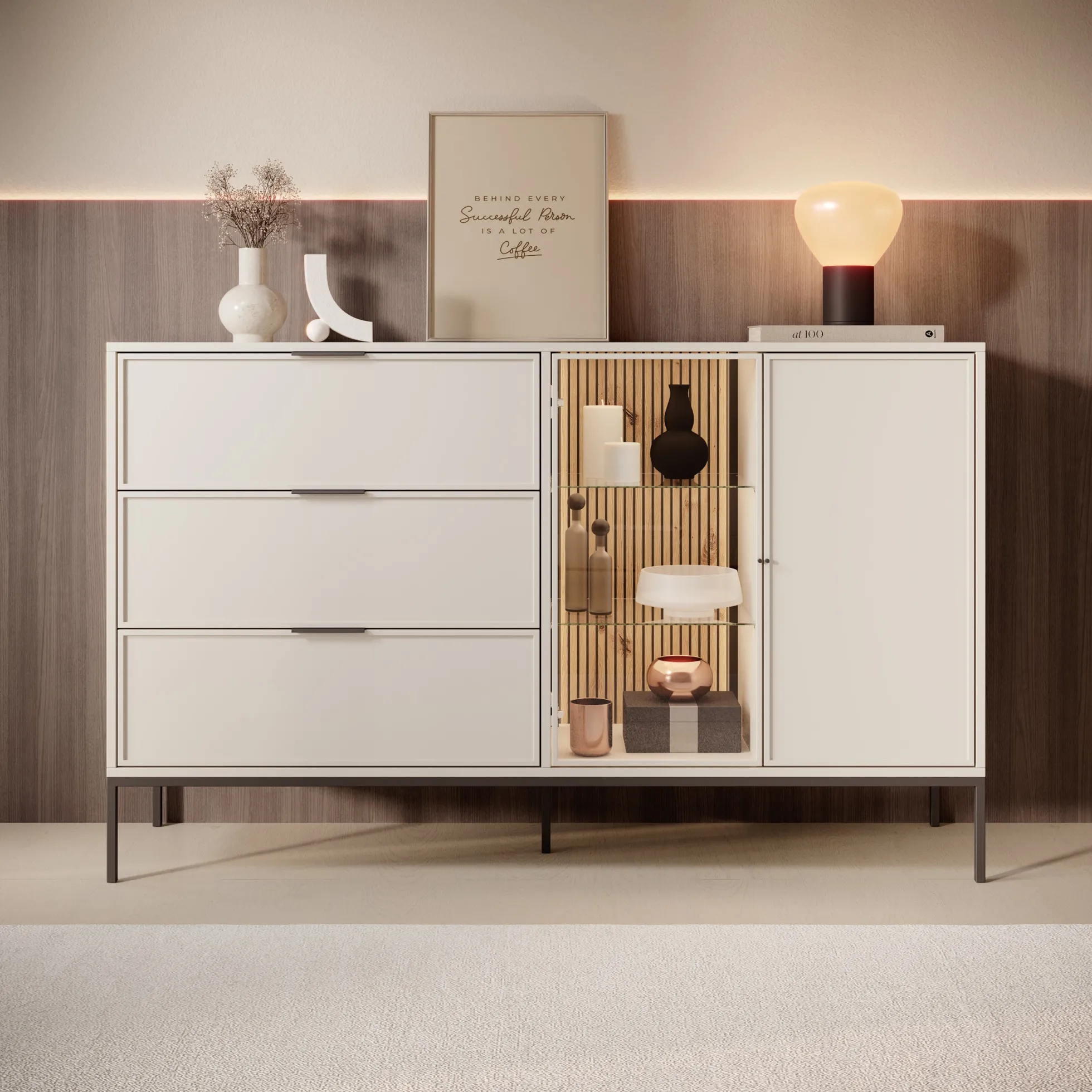 Dominica - Dressoir - Beige - 150x40x92 cm