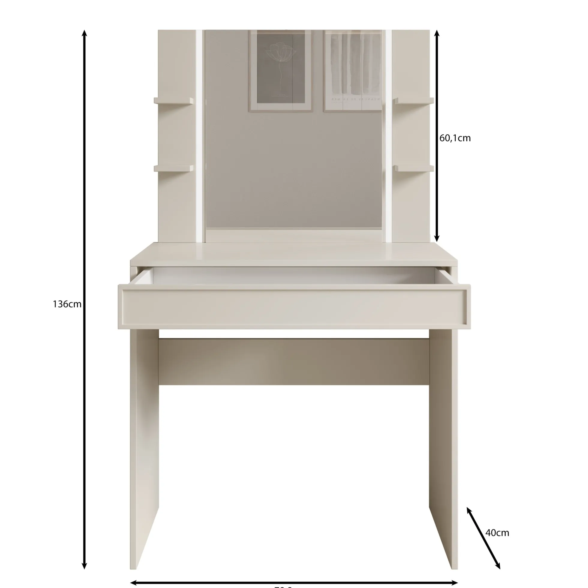 Dominica - Kaptafel - Beige - 80x40x136 cm