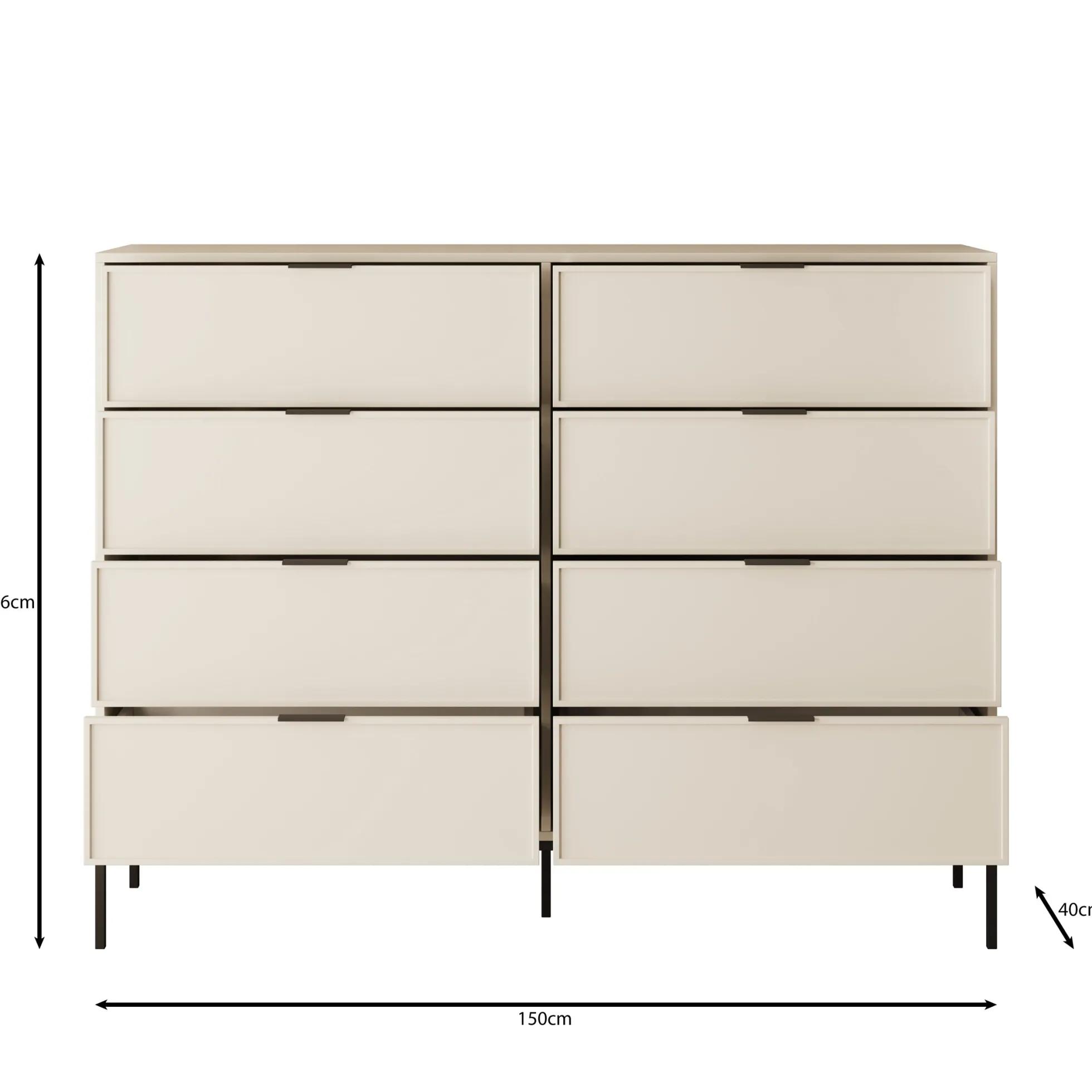 Dominica - Ladekast met 8 lades - Beige - 150x40x115 cm
