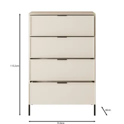 Dominica - Ladekast met 4 lades - Beige - 76x40x115 cm
