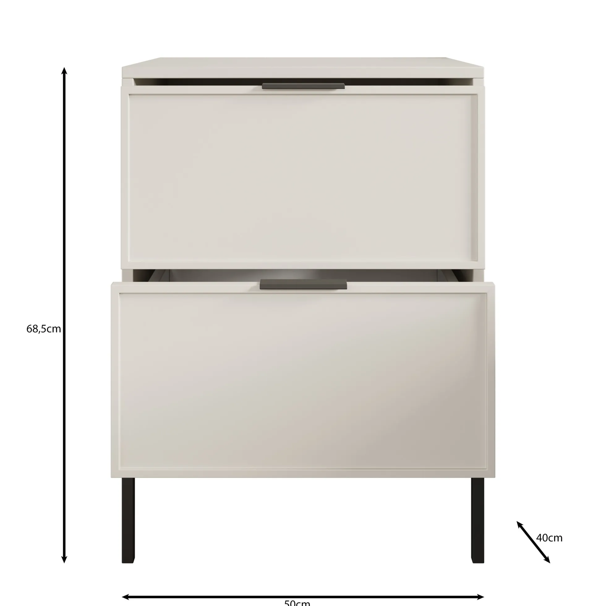 Dominica - Nachtkastje - Beige - 50x40x69 cm