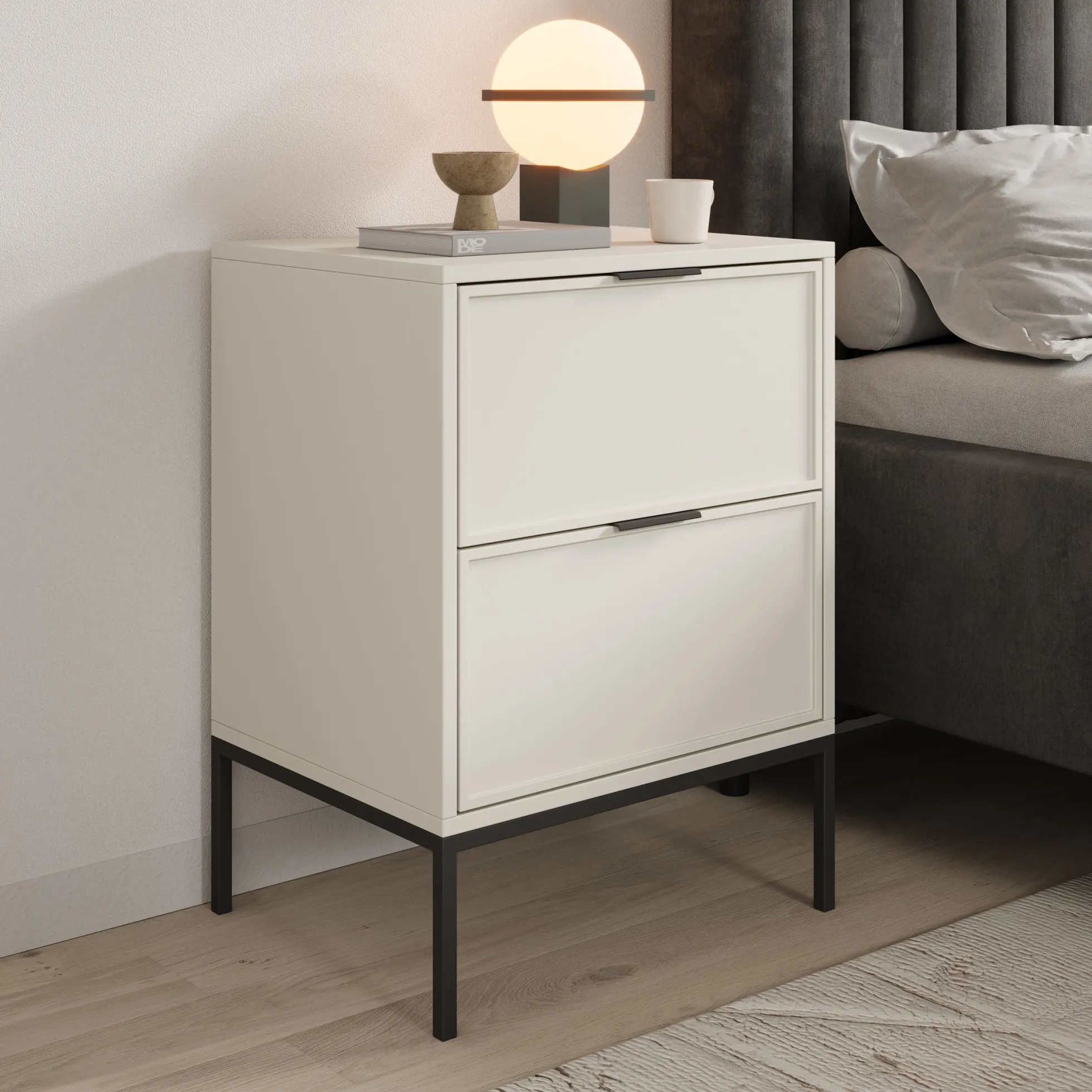 Dominica - Nachtkastje - Beige - 50x40x69 cm