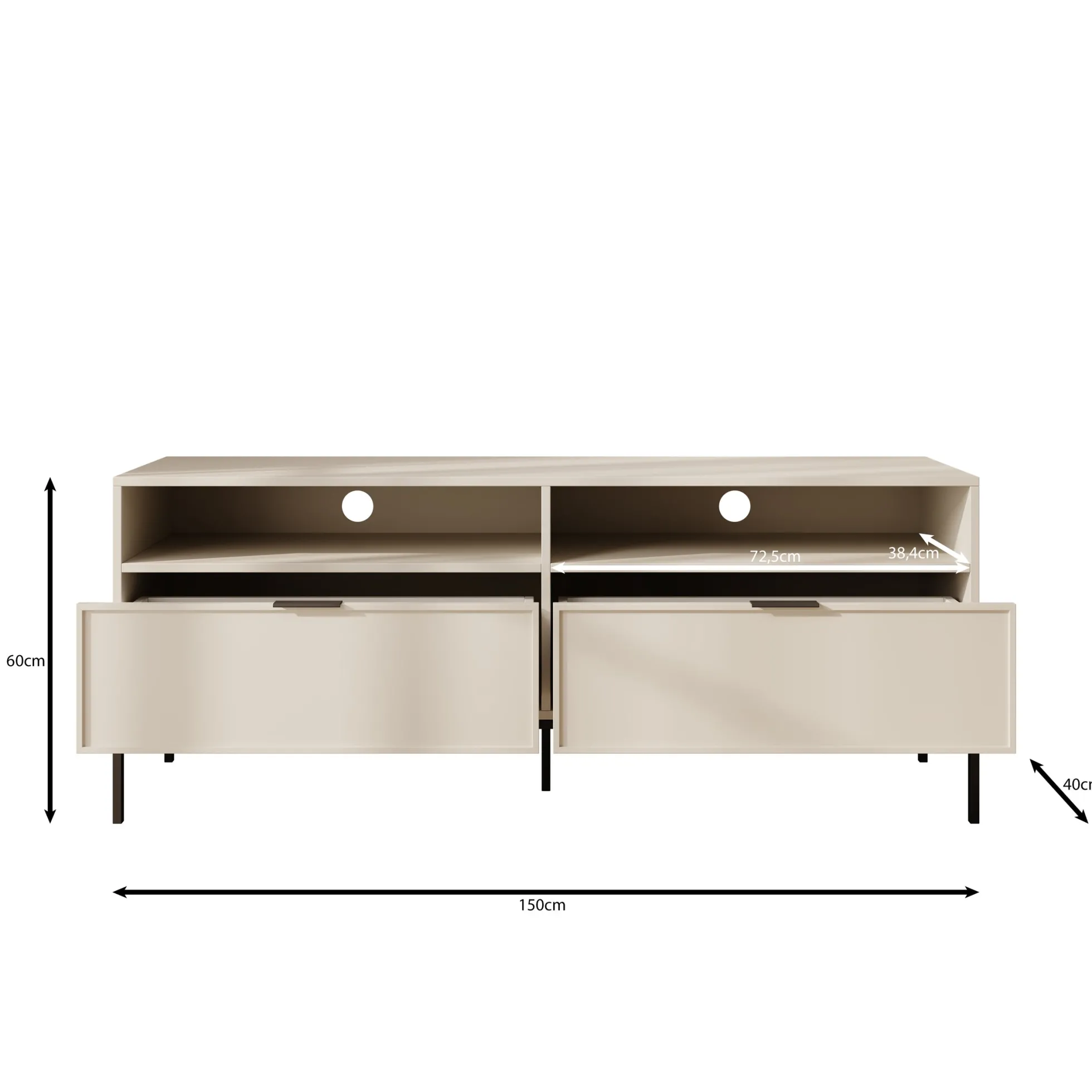 Dominica - TV-Meubel - Beige - 150x40x60 cm