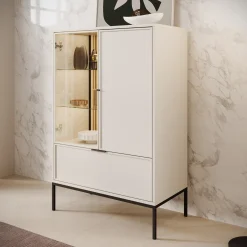 Dominica - Vitrinekast - Beige - 76x40x115 cm