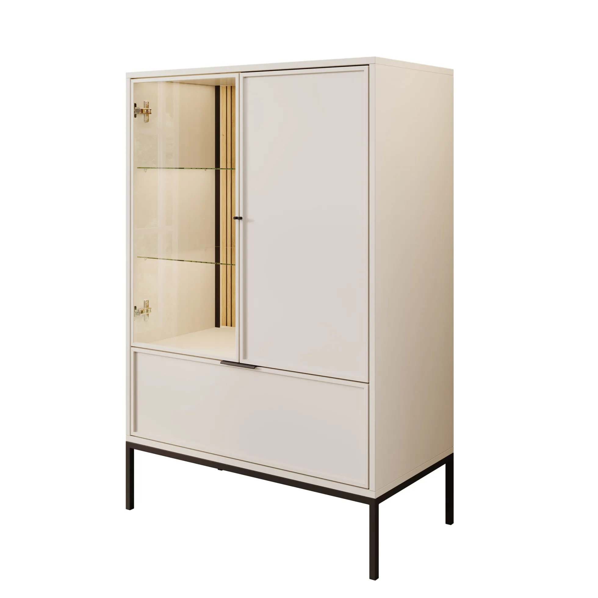 Dominica - Vitrinekast - Beige - 76x40x115 cm