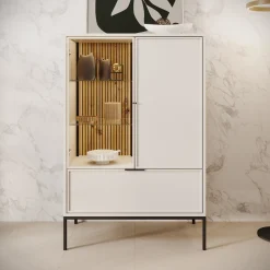 Dominica - Vitrinekast - Beige - 76x40x115 cm