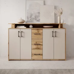 Duna 2 - Dressoir - Eikenpatroon/Beige - 139x34x90 cm