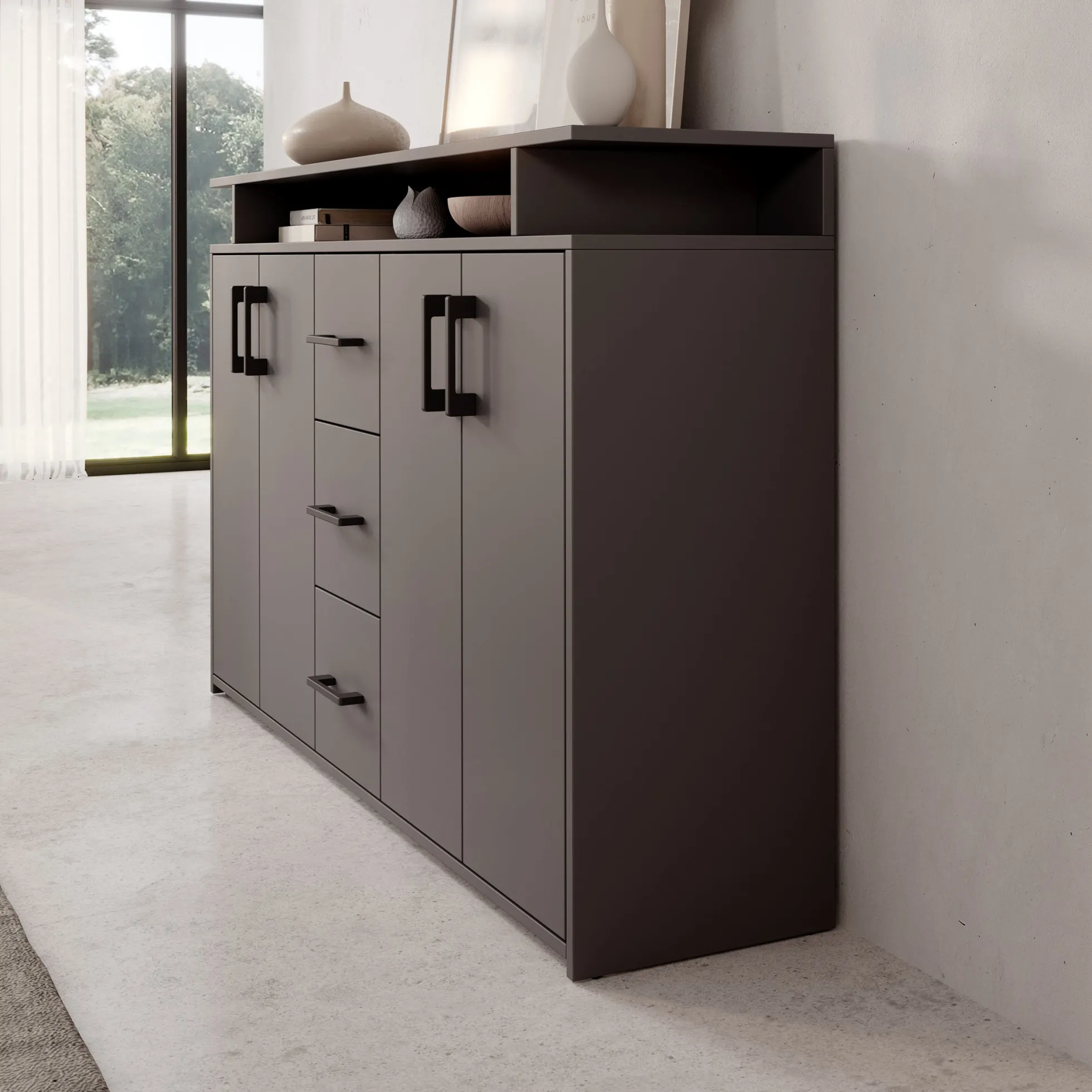 Duna - Dressoir - Antraciet - 139x34x90 cm