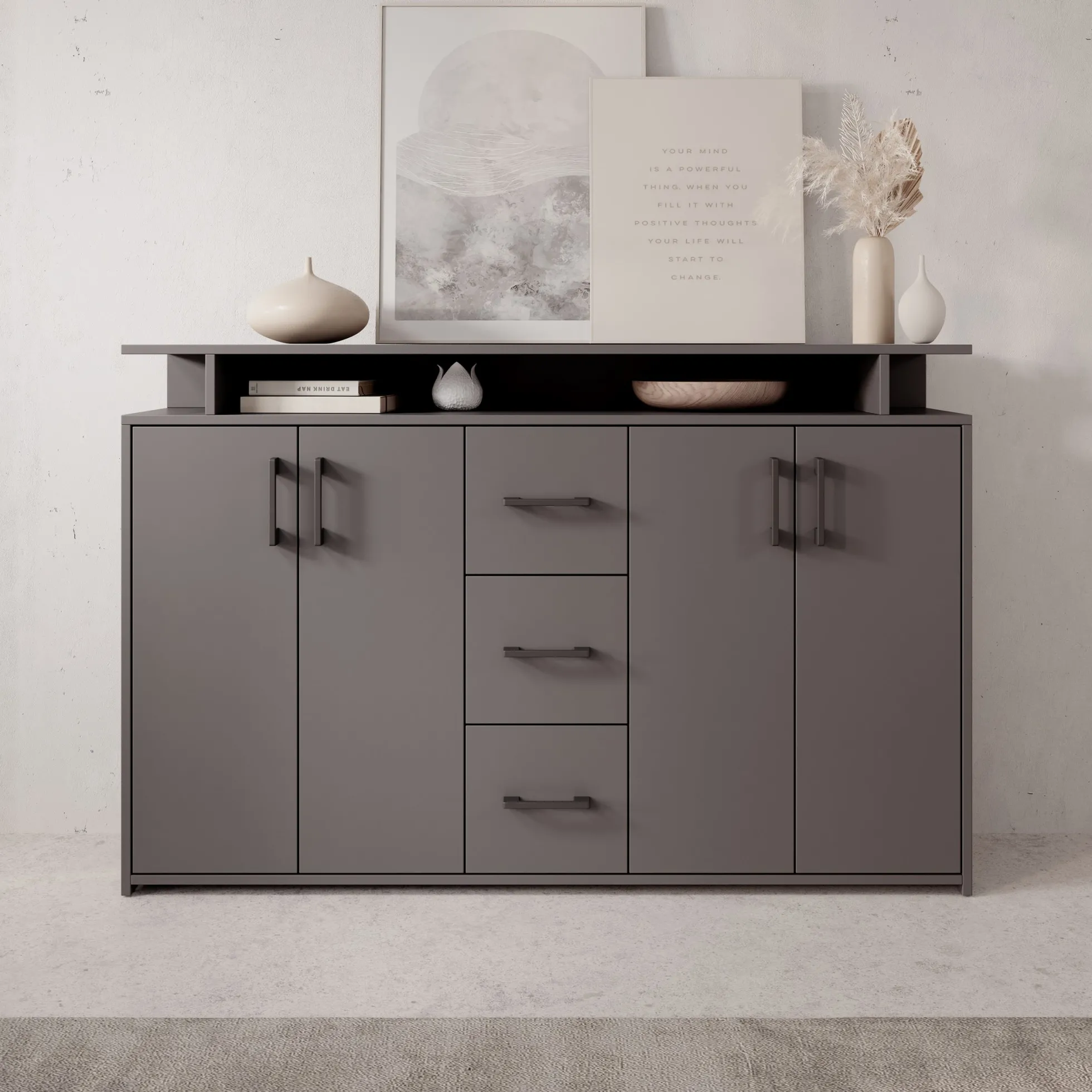 Duna - Dressoir - Antraciet - 139x34x90 cm