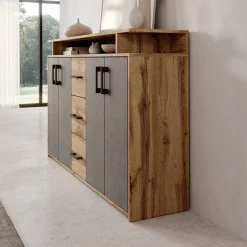 Duna - Dressoir - Eikenpatroon/Grijs - 139x34x90 cm