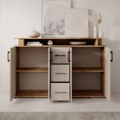 Duna - Dressoir - Eikenpatroon/Beige - 139x34x90 cm