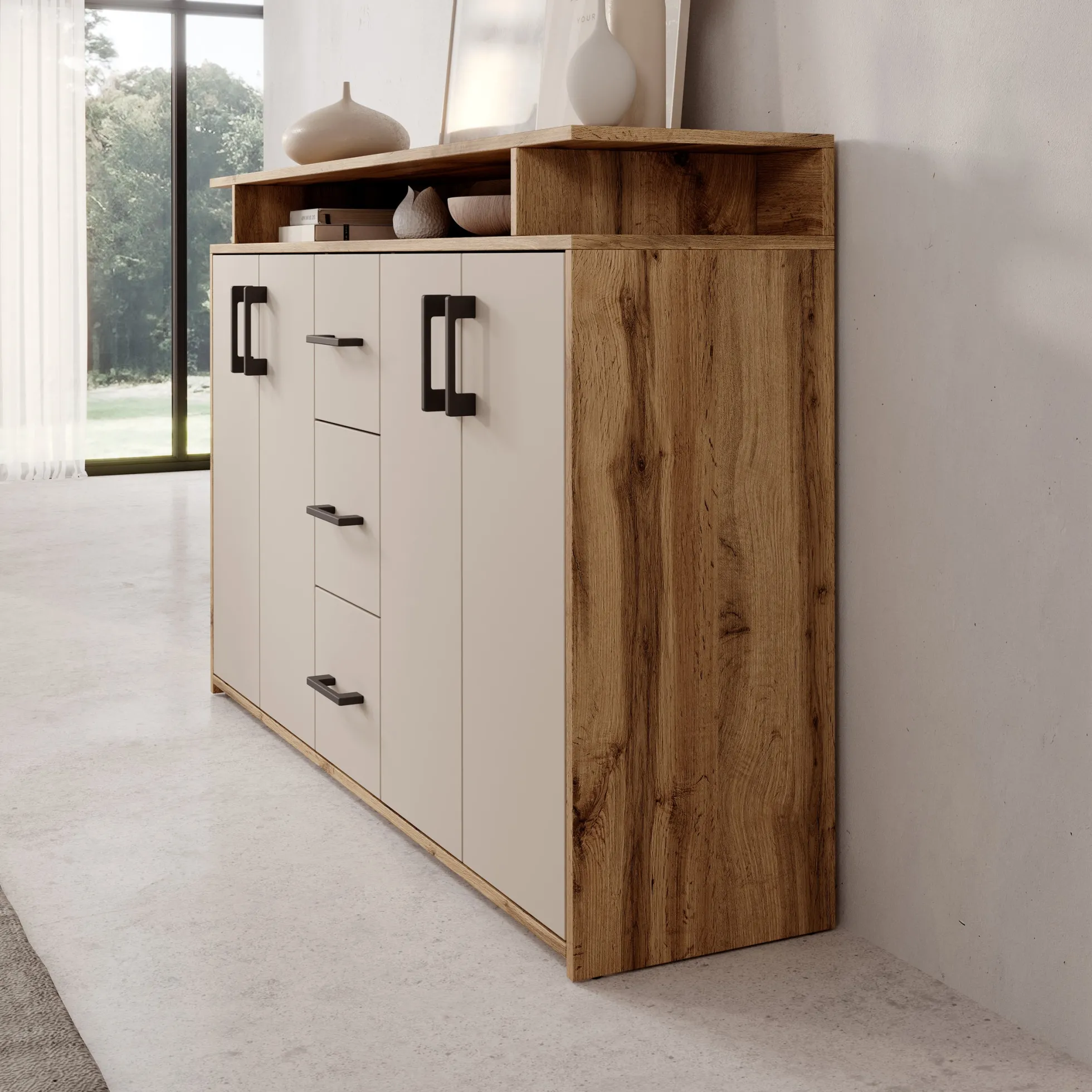 Duna - Dressoir - Eikenpatroon/Beige - 139x34x90 cm