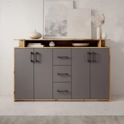 Duna - Dressoir - Eikenpatroon/Antraciet - 139x34x90 cm