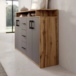 Duna - Dressoir - Eikenpatroon/Antraciet - 139x34x90 cm