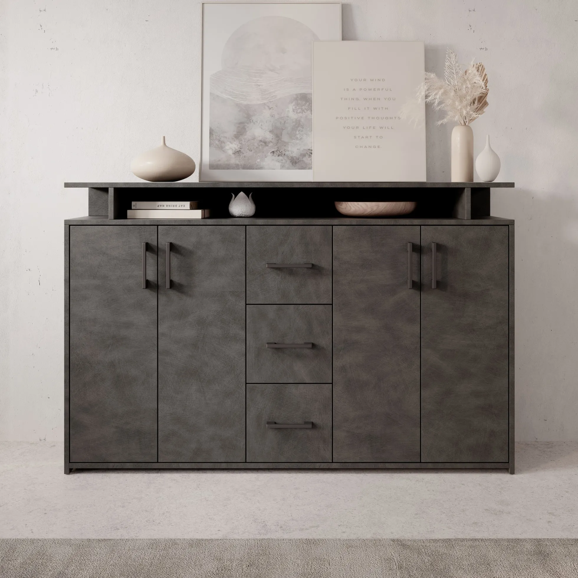 Duna - Dressoir - Grijs - 139x34x90 cm