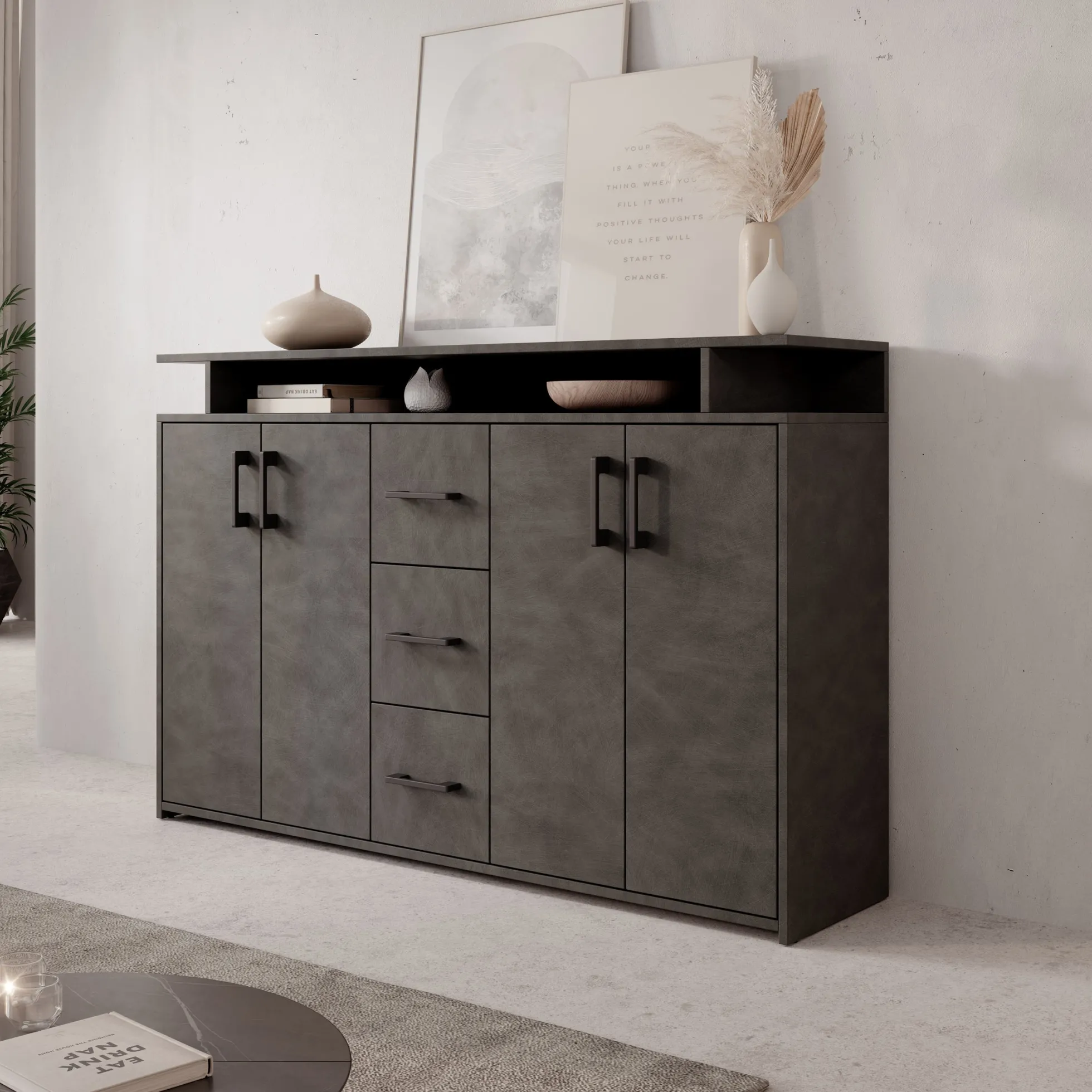 Duna - Dressoir - Grijs - 139x34x90 cm