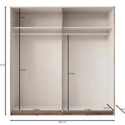 Duvano - Kledingkast 2 schuifdeuren - Eikenpatroon - 200x61x210 cm