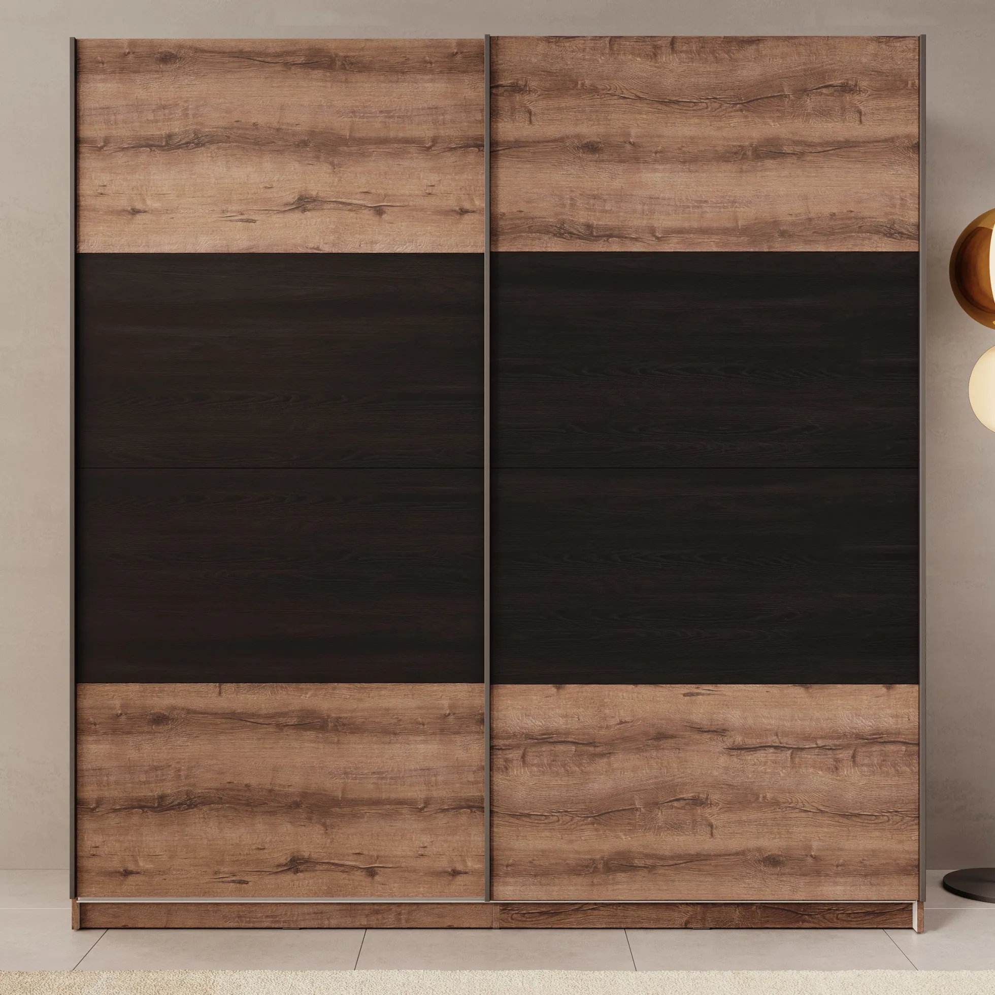 Duvano - Kledingkast 2 schuifdeuren - Eikenpatroon - 200x61x210 cm
