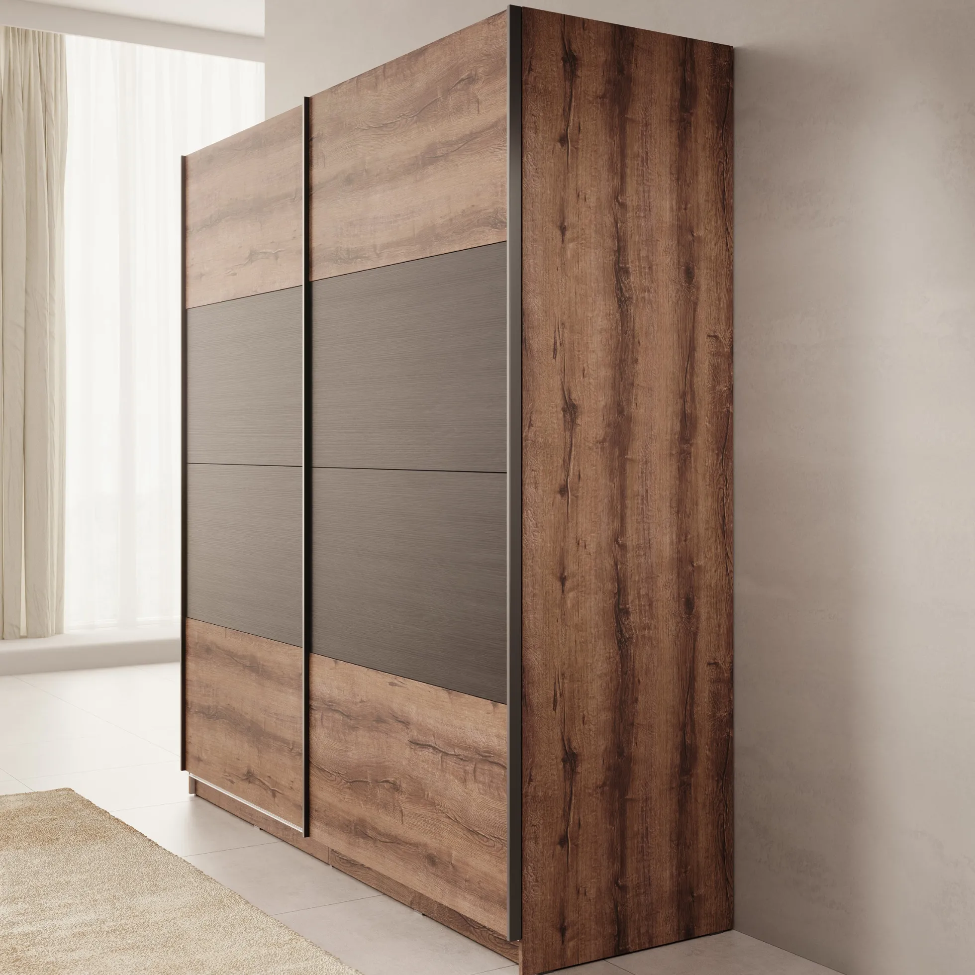 Duvano - Kledingkast 2 schuifdeuren - Eikenpatroon - 200x61x210 cm