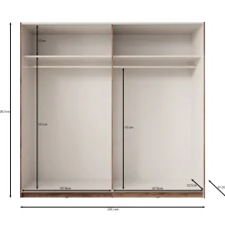 Duvano - Kledingkast 2 schuifdeuren - Eikenpatroon - 220x61x210 cm