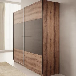 Duvano - Kledingkast 2 schuifdeuren - Eikenpatroon - 220x61x210 cm