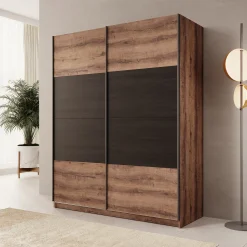 Duvano - Kledingkast 2 schuifdeuren - Eikenpatroon - 170x61x210 cm
