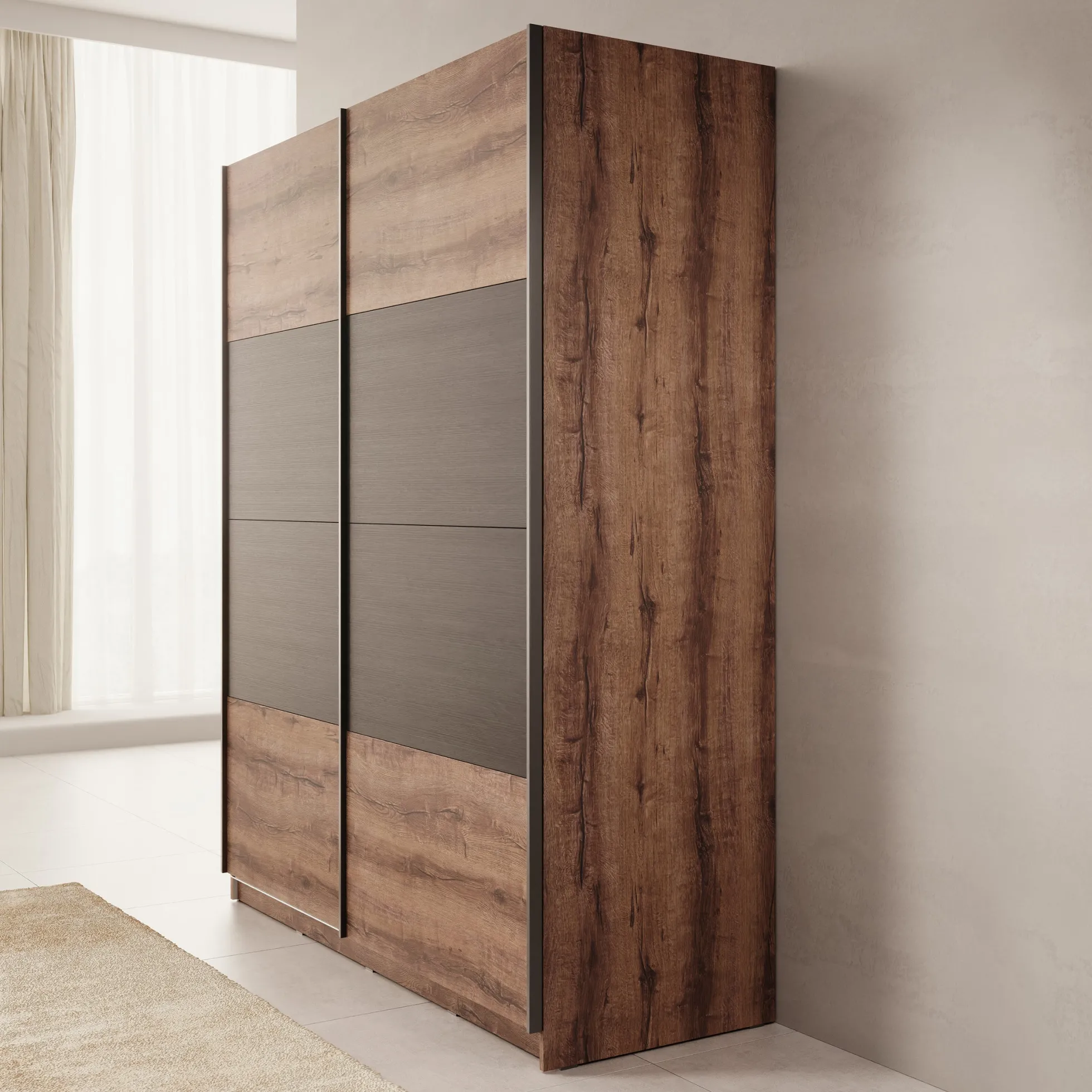 Duvano - Kledingkast 2 schuifdeuren - Eikenpatroon - 170x61x210 cm