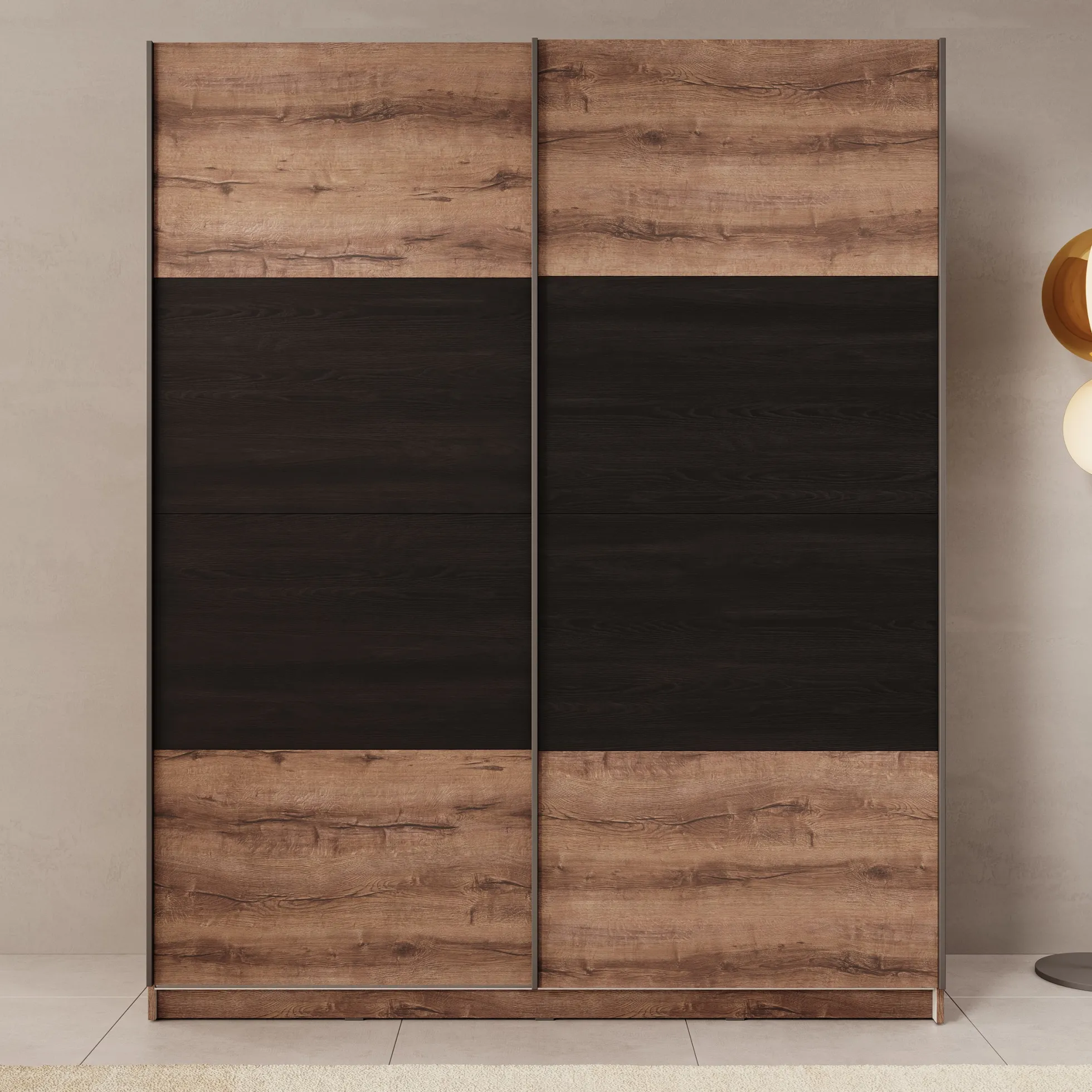 Duvano - Kledingkast 2 schuifdeuren - Eikenpatroon - 170x61x210 cm