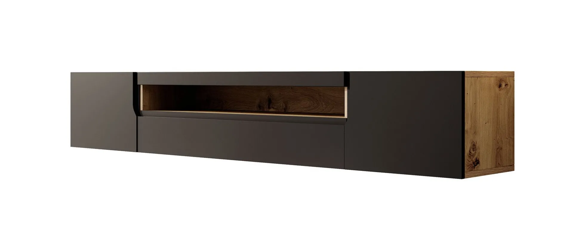 Dylan - TV-Meubel - Mat zwart/eiken - 200 cm