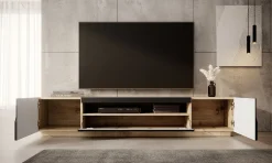 Dylan - TV-Meubel - Mat zwart/eiken - 200 cm