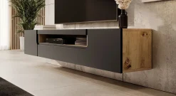 Dylan - TV-Meubel - Mat zwart/eiken - 200 cm
