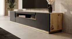 Dylan - TV-Meubel - Mat zwart/eiken - 200 cm