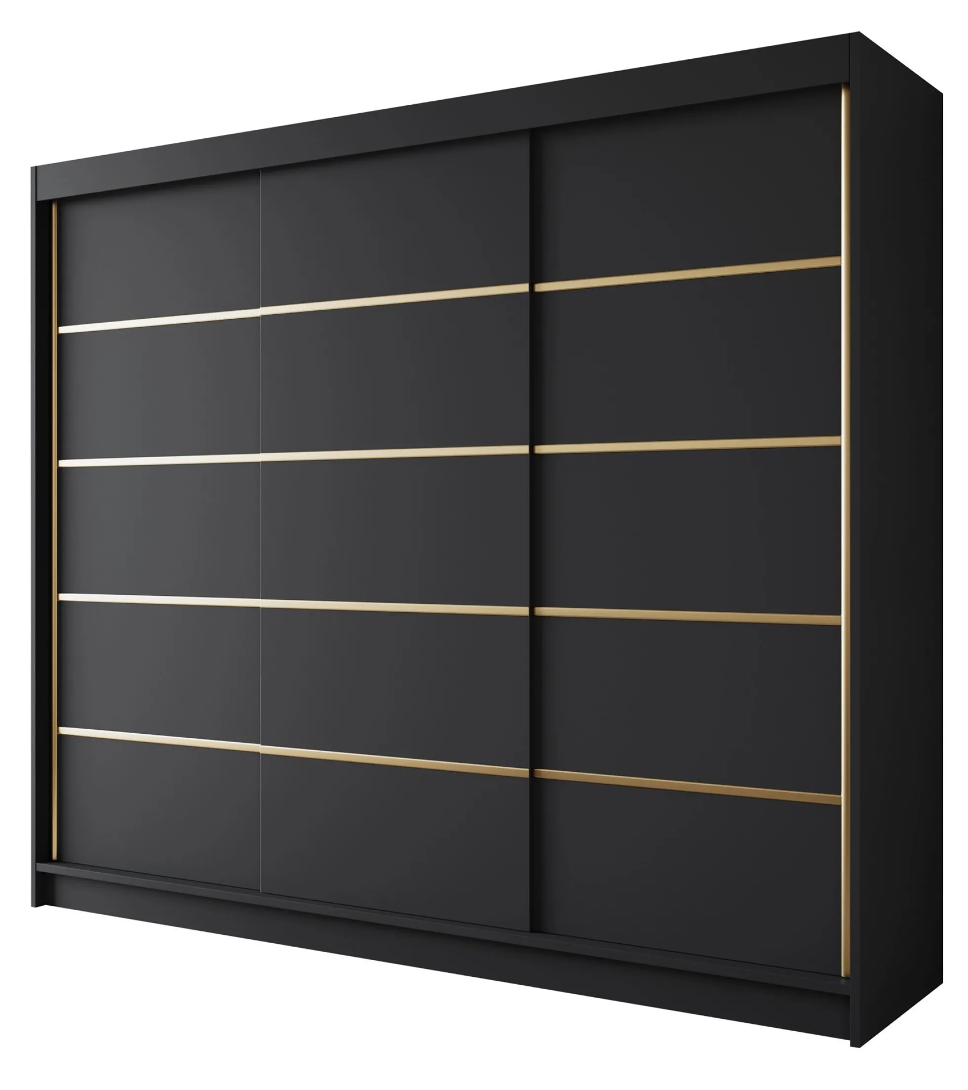 Eagle - Kledingkast met schuifdeuren - Zwart - 250x58x215 cm