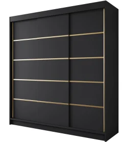 Eagle - Kledingkast met schuifdeuren - Zwart - 200x58x215 cm