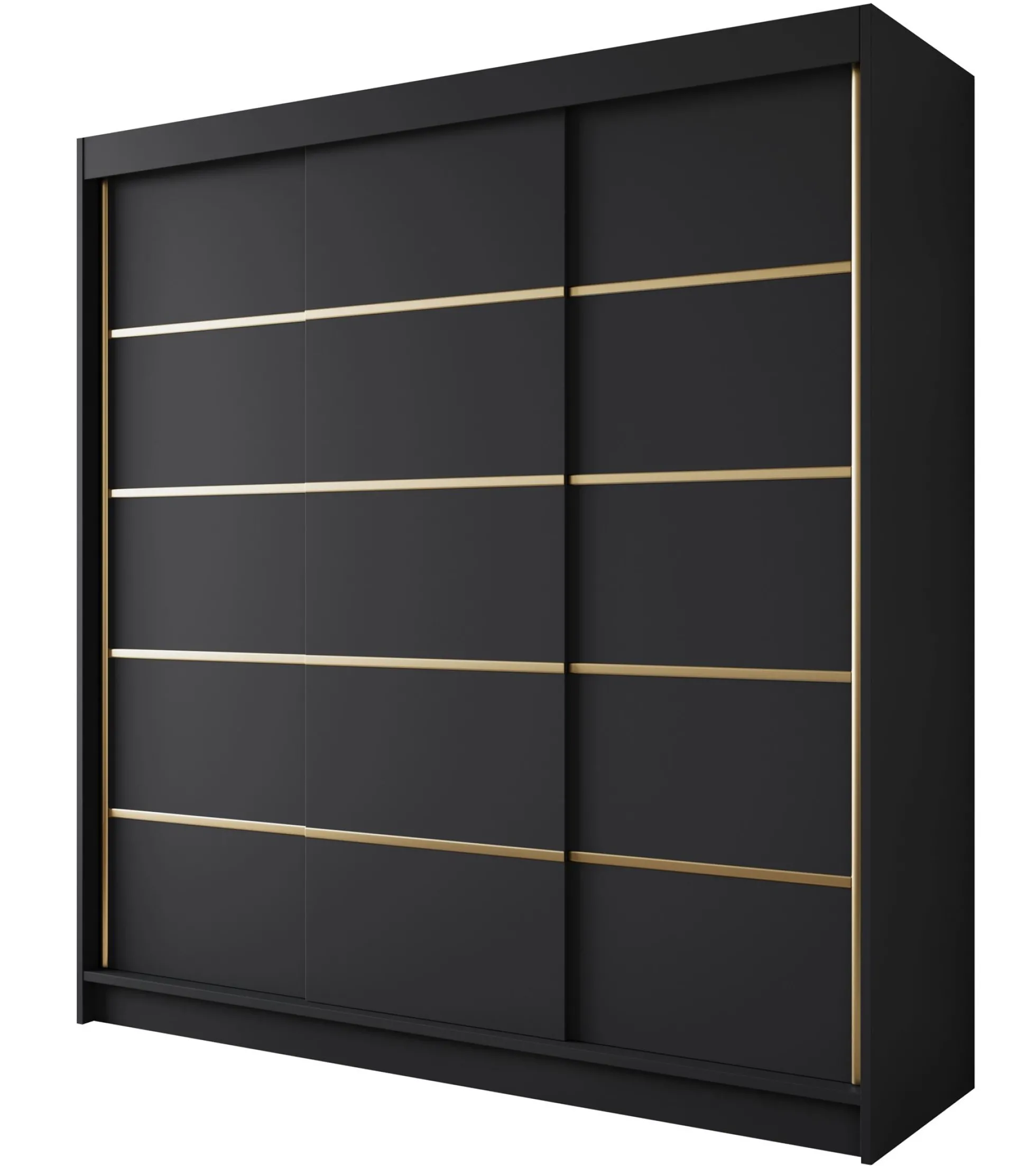 Eagle - Kledingkast met schuifdeuren - Zwart - 200x58x215 cm