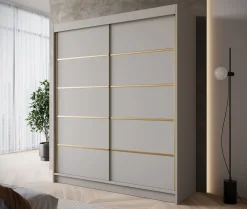 Eagle - Kledingkast met schuifdeuren - Beige - 180x58x215 cm