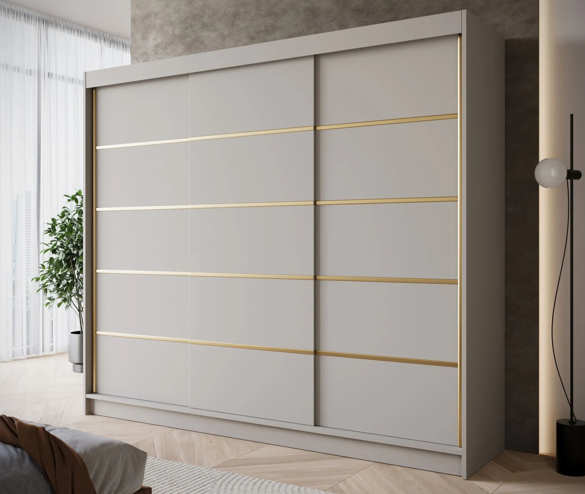 Eagle - Kledingkast met schuifdeuren - Beige - 250x58x215 cm