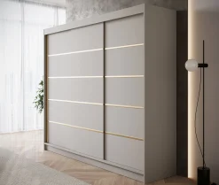 Eagle - Kledingkast met schuifdeuren - Beige - 250x58x215 cm