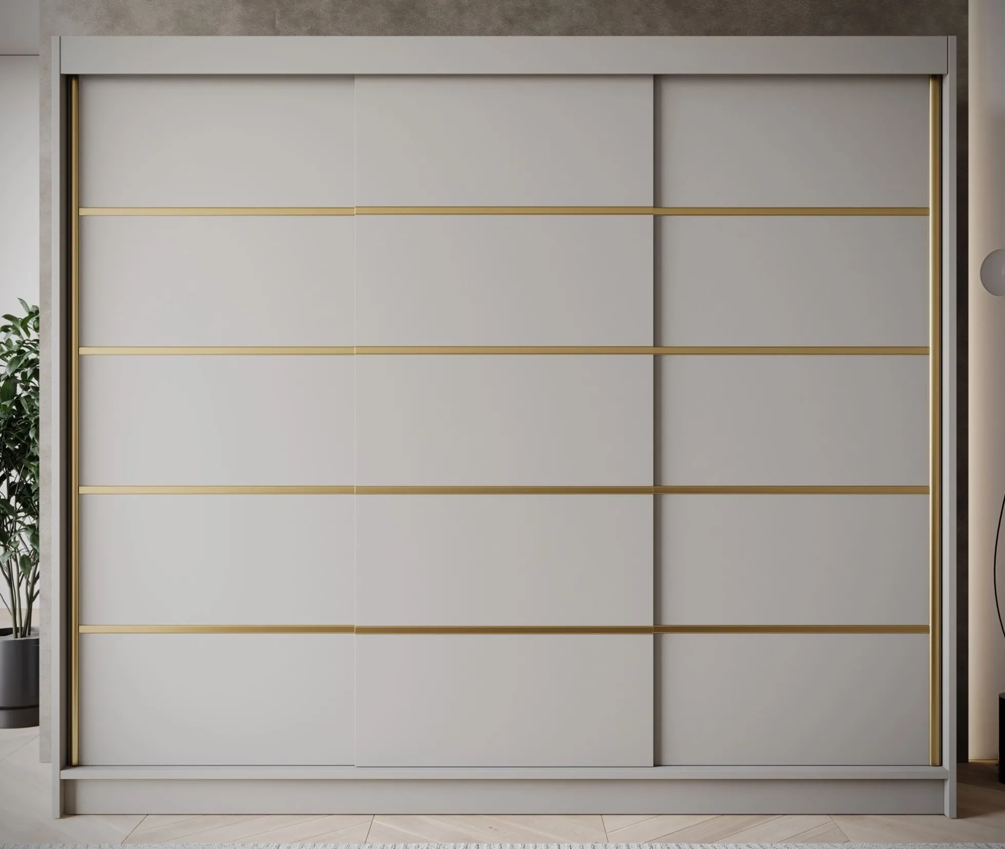 Eagle - Kledingkast met schuifdeuren - Beige - 250x58x215 cm