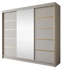 Eagle - Kledingkast met spiegel - Beige - 250x58x215 cm