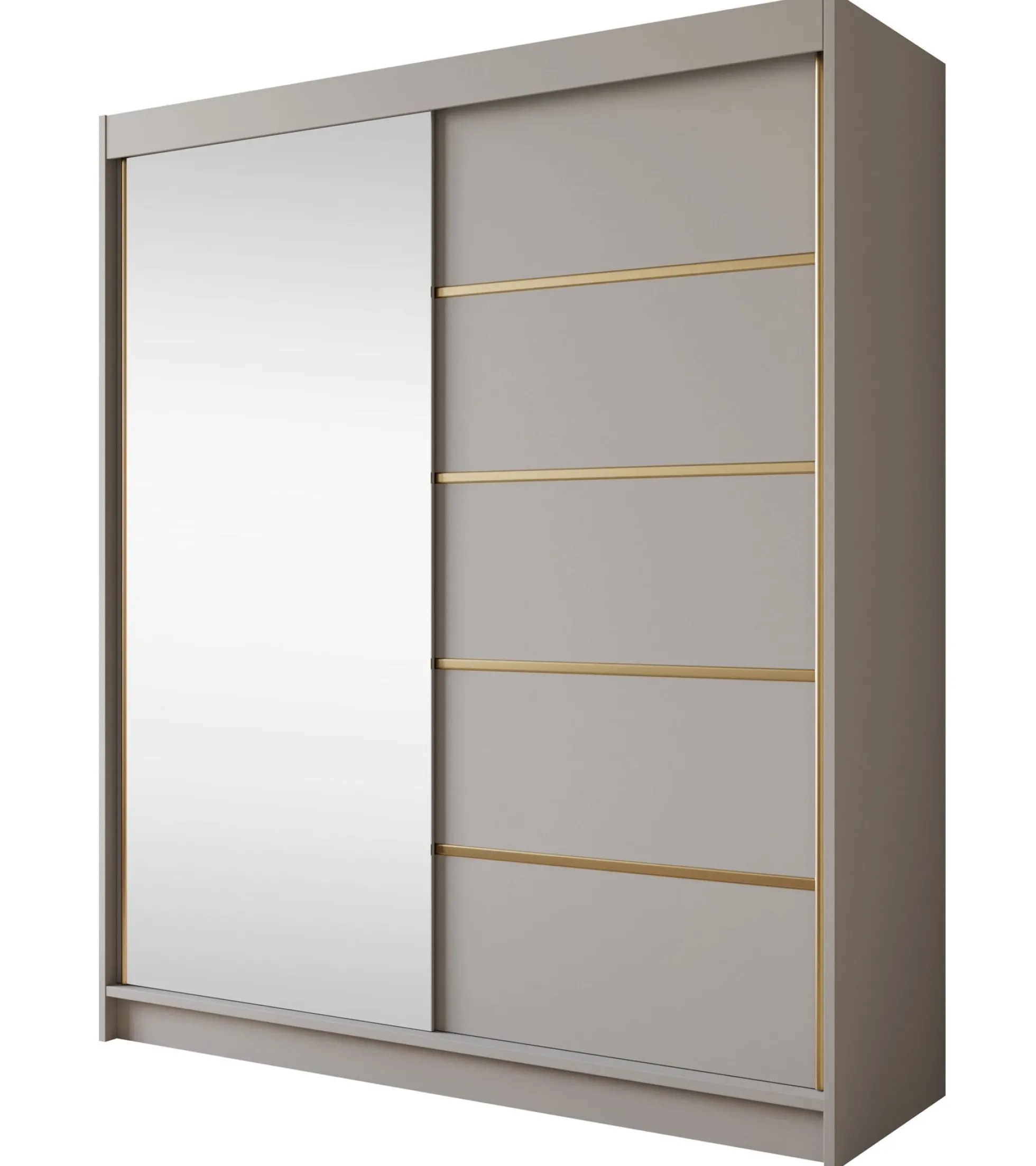 Eagle - Kledingkast met spiegel - Beige - 180x58x215 cm