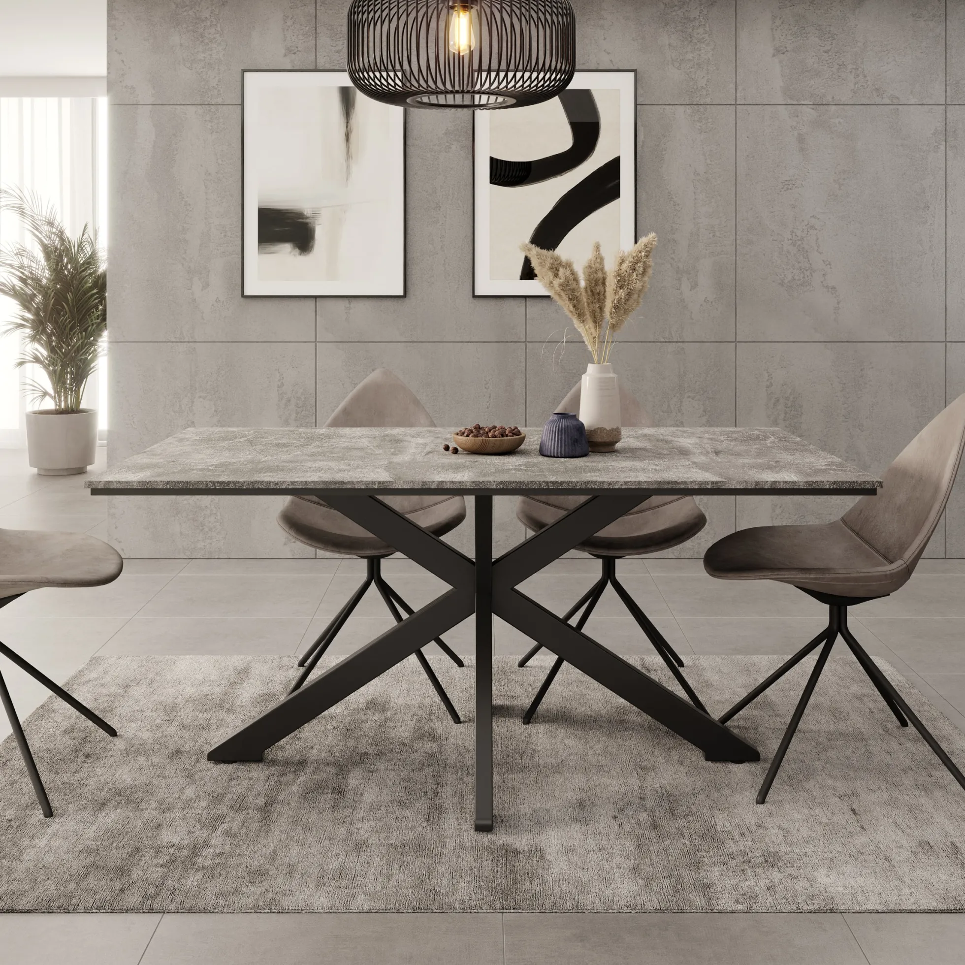 Eetkamertafel Wabe - Betonlook - 160x90x74 cm