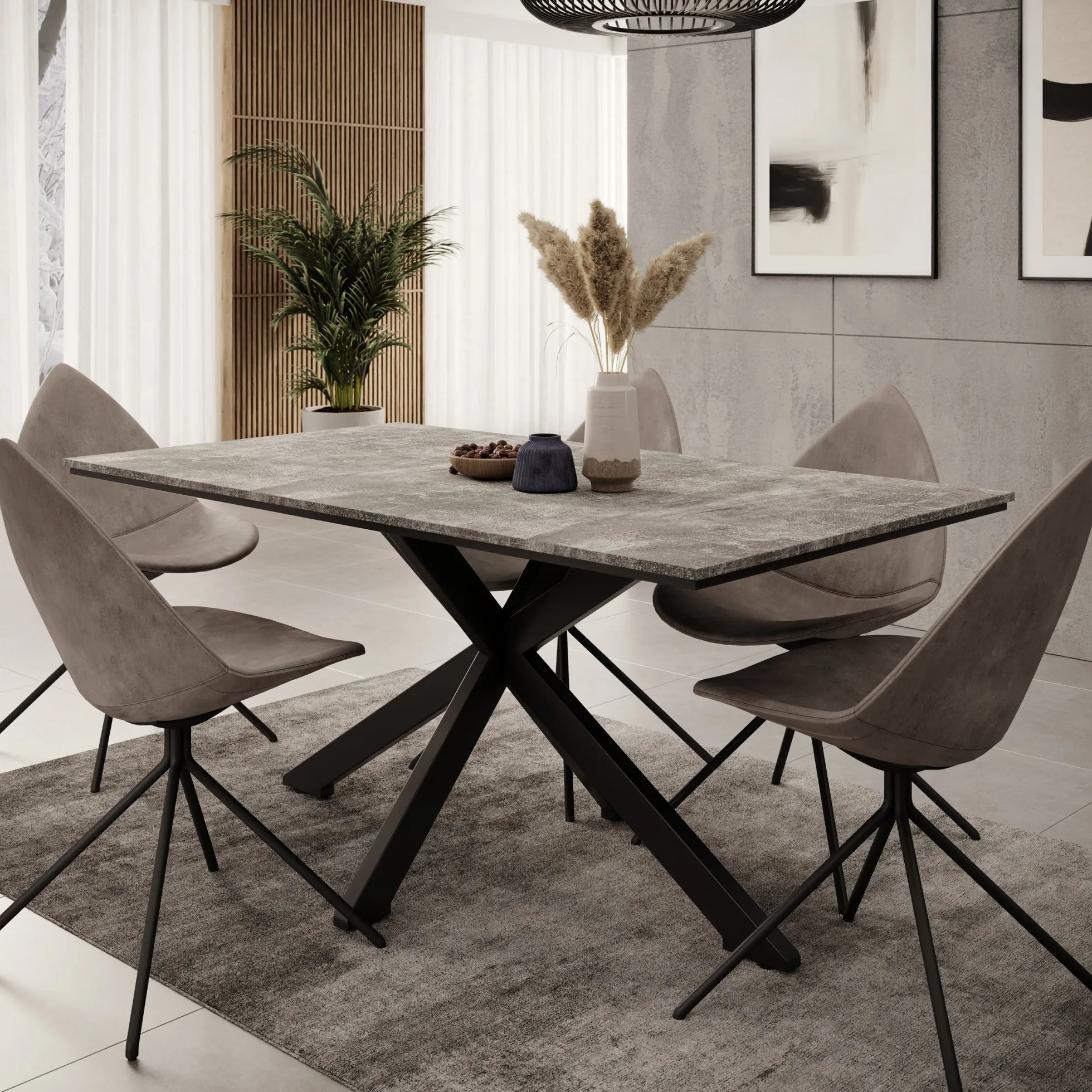 Eetkamertafel Wabe - Betonlook - 160x90x74 cm