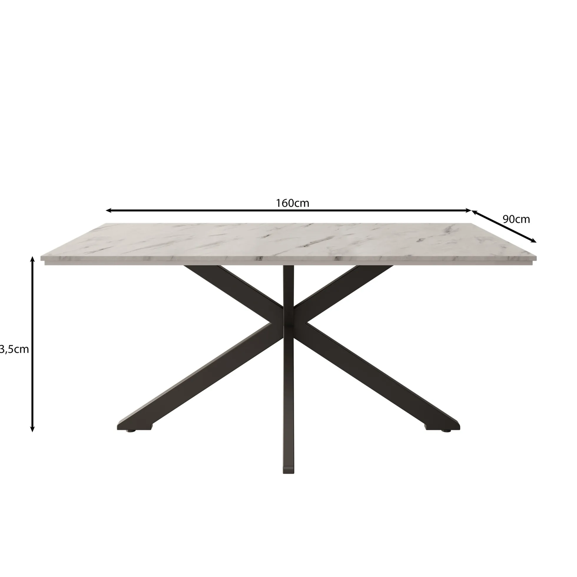 Eetkamertafel Wabe - Betonlook - 160x90x74 cm