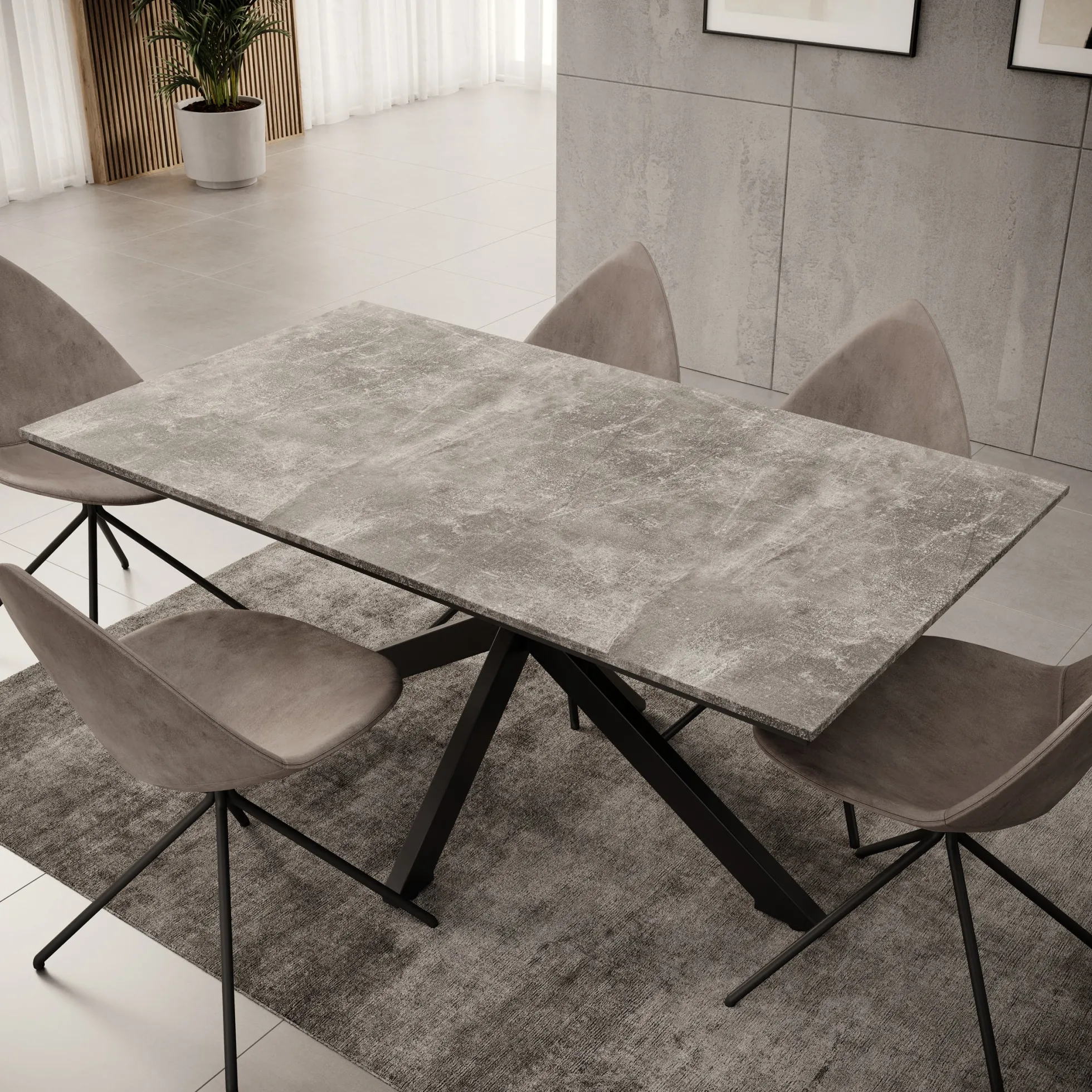 Eetkamertafel Wabe - Betonlook - 160x90x74 cm